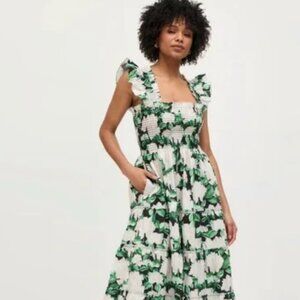 Hill House Ellie Nap Midi Dress Night Bloom Cotton Black S